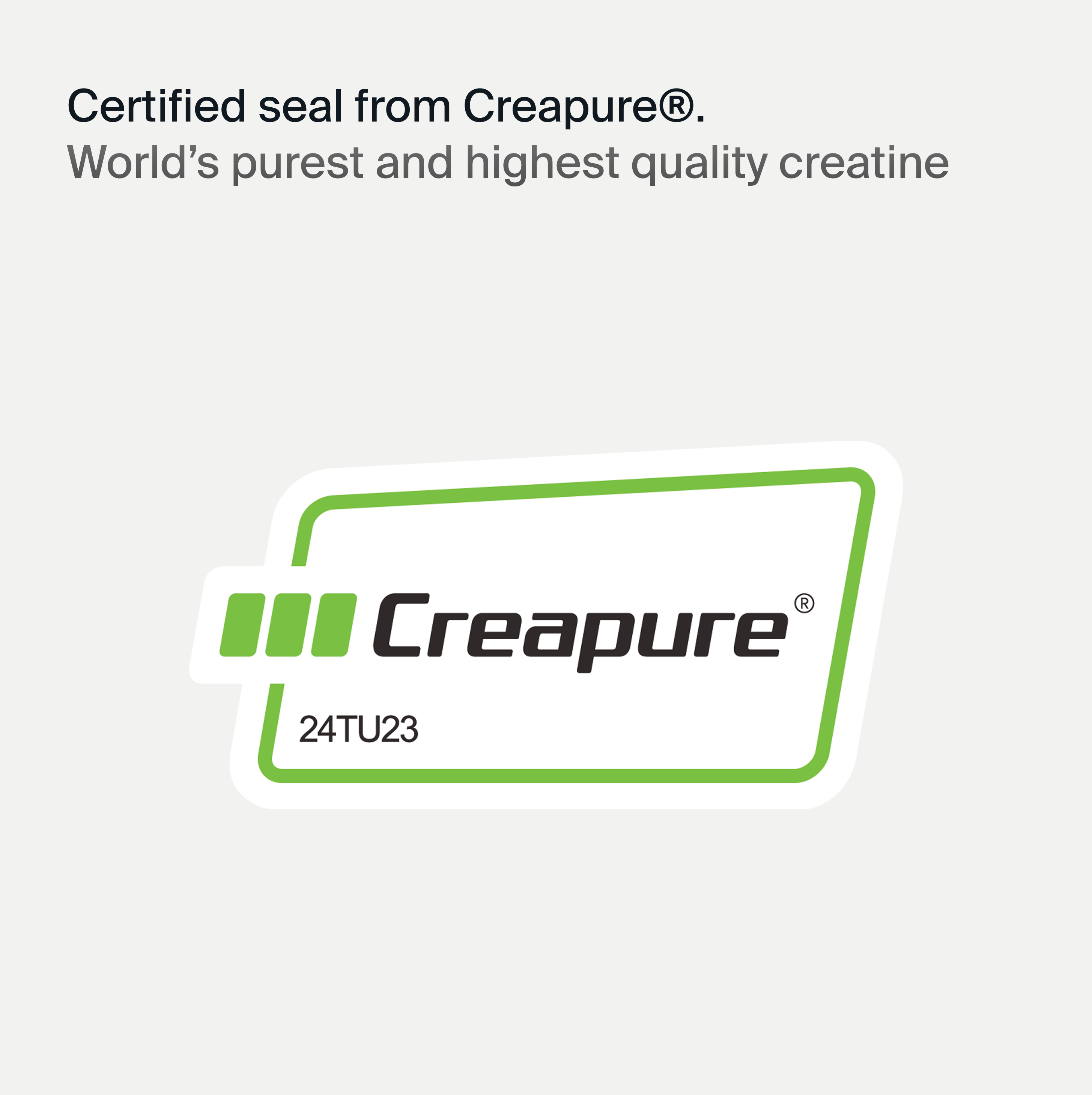 Creapure logo with certification text on a white background